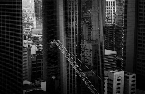 Architecture Black And White Buildings City Construction Crane