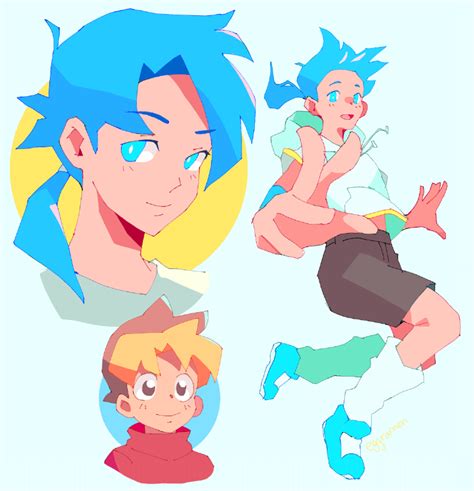 Blue Haired Boy And Two Tone Haired Boy How To Draw Manga Drawn By