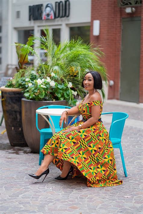 Kente African Print High Low Off Shoulder Dress Lace Waistband Kenya African Dress African