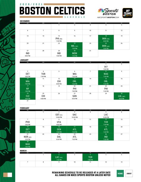 Boston Celtics Schedule 2022 Printable