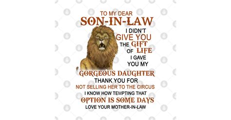 To My Dear Son In Law I Didn T Give You The T Of Life Son In Law T Shirt Teepublic