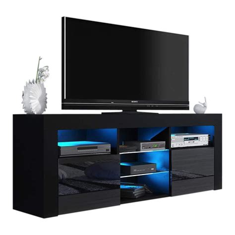 Milano 145 Modern Tv Stand Matte Body High Gloss Fronts Black