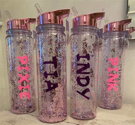 Personalised Glitter Water Bottle Adultchild 500ml Reusable Etsy