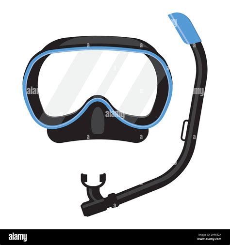 Mask And Snorkel For Scuba Diving Color Isolated Vector Illustration In Cartoon Style Stock