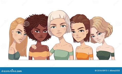 Five Women Of Multi Ethnic Different Nationalities Cultures Standing Together African Asian