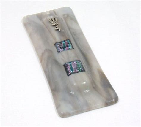 Large Fused Glass Mezuzah Case Stone Like With Dichroic Glass Etsy
