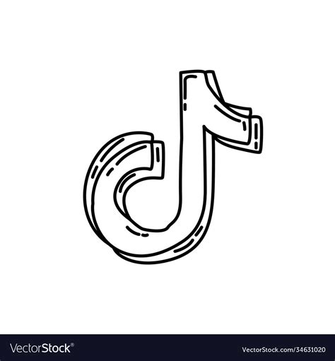 Tiktok Icon Doodle Hand Drawn Or Black Outline Vector Image
