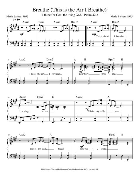 Breathe This Is The Air I Breathe Sheet Music For Piano Solo