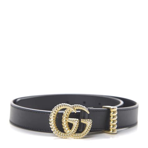 Gucci Calfskin Torchon Double G Belt 70 28 Black 579137