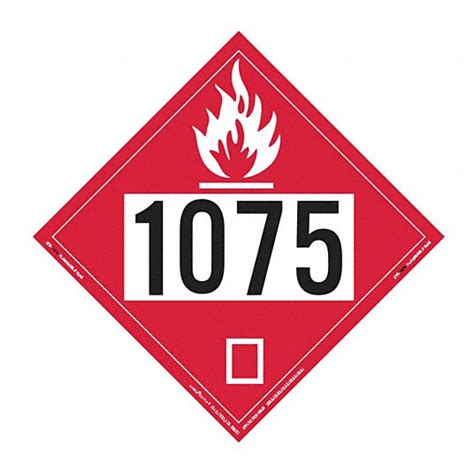 Labelmaster Dot Container Placard Flammable Gas Un 1075 10 34 In