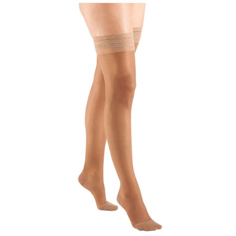 support plus women s sheer closed toe firm compression thigh high stockings support plus