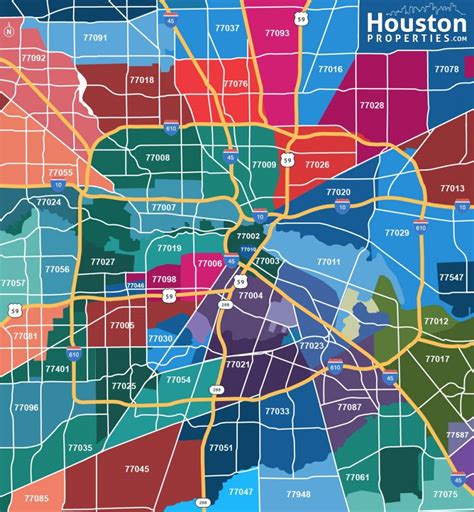 2019 Update Houston Texas Zip Code Map Houstonproperties Houston