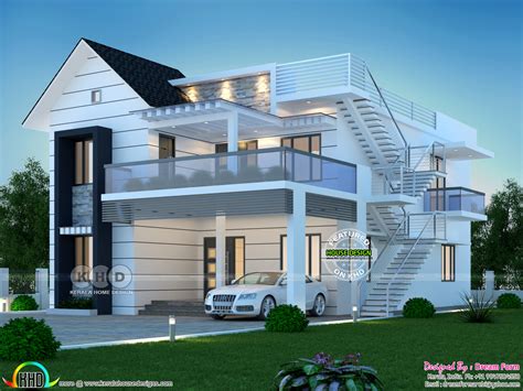 2790 Sq Ft 4 Bhk Mixed Roof House Plan Kerala Home De