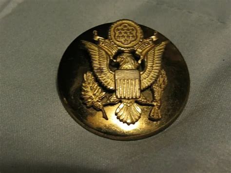 Wwii Brass Eagle Us Army Pin Military Emblem Hat Lapel Screw Back