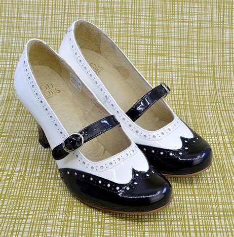 The Penny Black And White Patent Leather Mary Jane Vintage Retro Ladies Shoes Mod Shoes