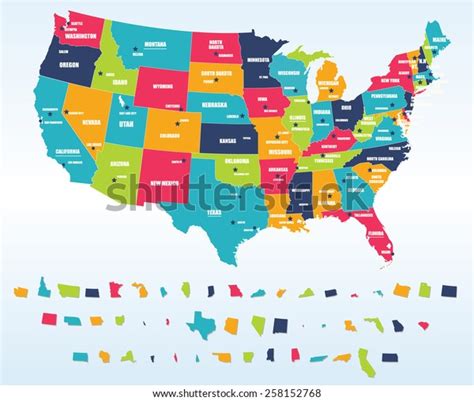 Vector De Stock Libre De Regalías Sobre Colorido Mapa De Estados