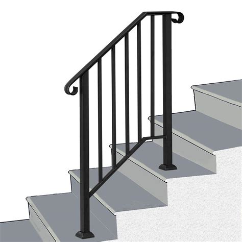 Deduct 1/2 from this measurement and cut rails. Handrails for Outdoor Steps Wrought Iron Handrail 2 or 3 Step Porch Deck Railing | eBay