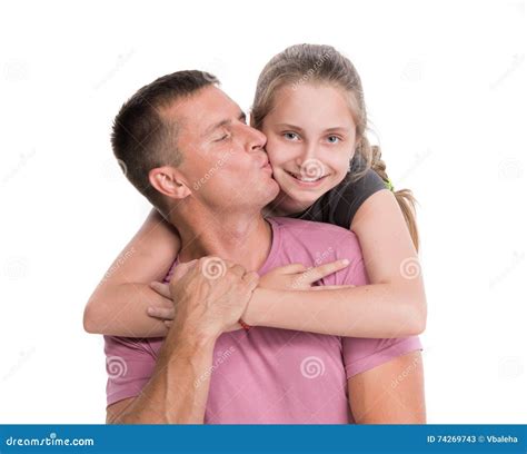 Young Father Kissing Smiling Daughter Stock Image Image Of Concept Adult 74269743