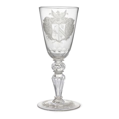 Large Thuringian Engraved Glass Armorial Goblet Mayfair Gallery