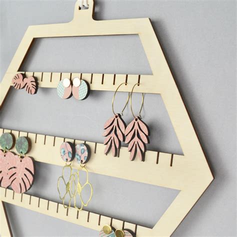Hexagon Earring Hanger By Najb Designs Not A Jewellery Box Wooden