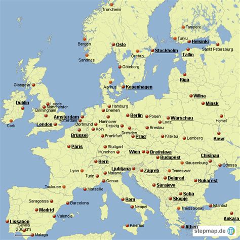 Europa Mit Ausgewählten Städten Von Janndo4 Landkarte Für Deutschland