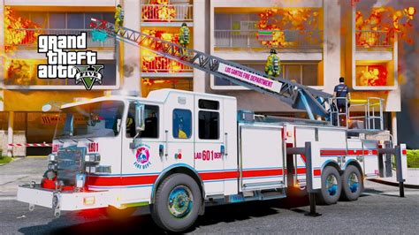 Gta 5 Firefighter Mod New Fire Truck With Working Aerial Ladder Youtube
