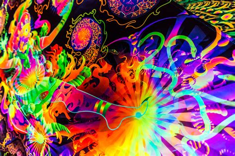 Hayagrivas Eyes Uv Dark Tapestry Psychedelic Fluorescent Wall Art