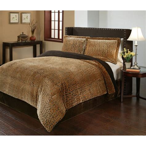 Cheetah Velvet Plush Print 3 Piece King Size Comforter Set As Is Item