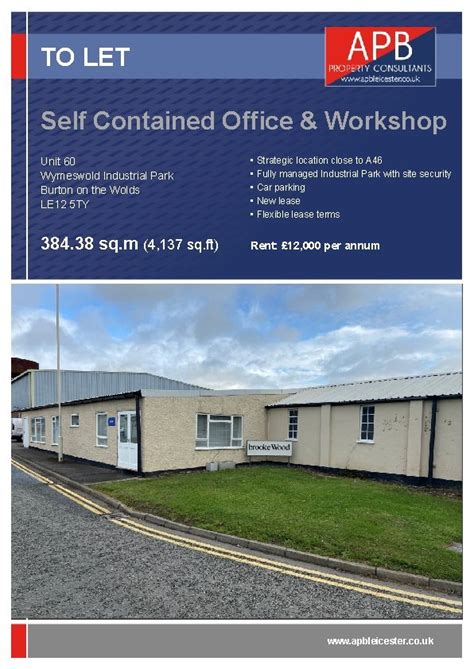 To Let Self Contained Office Workshop Unit 60