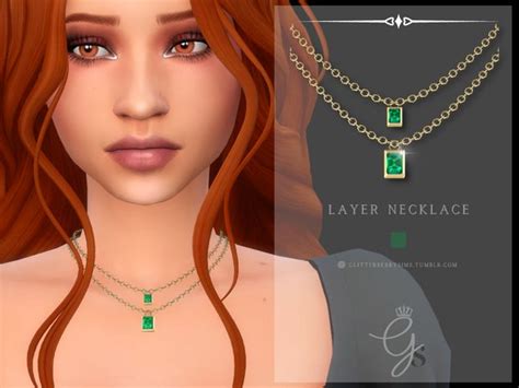 Layer Necklace Glitterberry Sims Layered Necklaces Sims 4 Sims