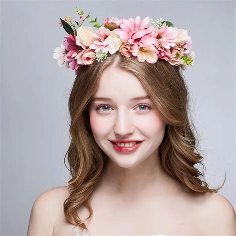 Floral Crown Boho Flower Headband Hair Wreath Floral Headpiece Halo