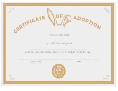 40 Real And Fake Adoption Certificate Templates Printable For Fresh