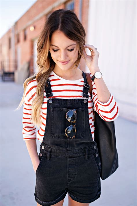 Stripes And Denim Overalls Lauren Kay Sims Fashion Clothes Outfit