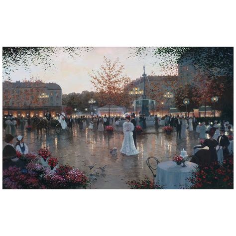 Christa Kieffer ” Parisian Square ” Oil On Canvas C 1980s 12500