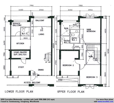 Hdb Executive Maisonette Floor Plan 142 Sqm Bukit Panjang Choa Chu
