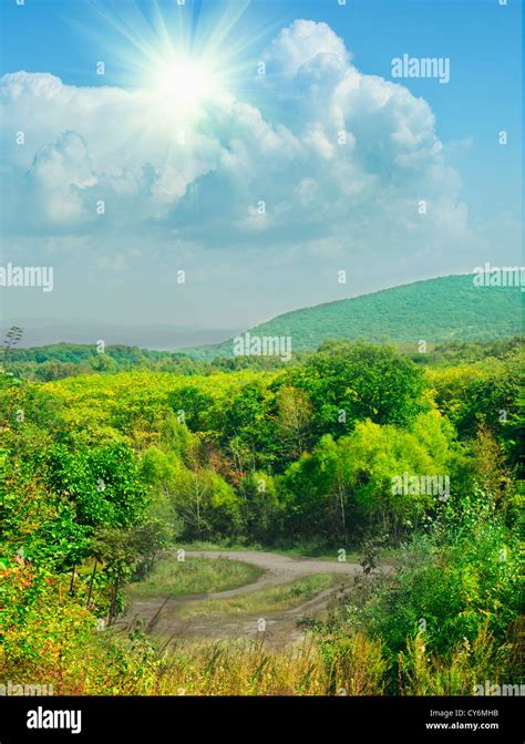 The Mountain Autumn Landscape With Colorful Forest Stock Photo Alamy