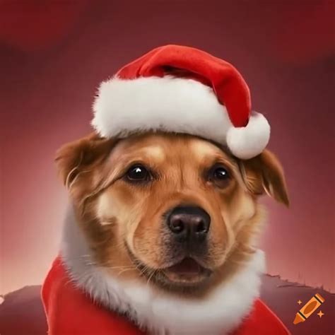 Dog Wearing A Santa Hat On Craiyon