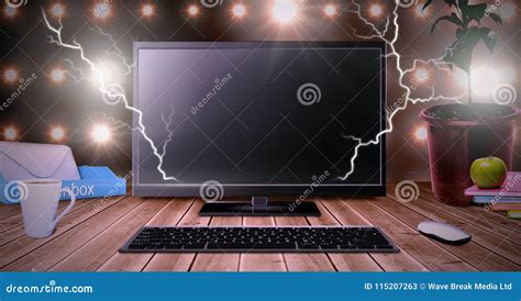 Lightning Strikes And Computer Stock Illustration Illustration Of