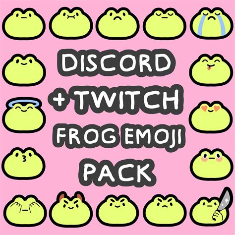 Frog Discord Twitch Emoji Pack 75 Unique Froggy Emojis Cute