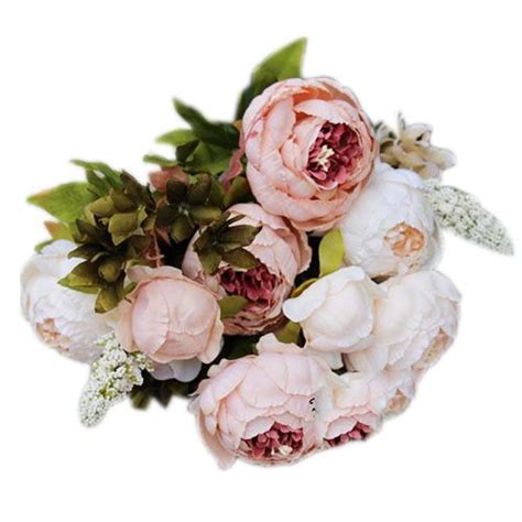 1bouquet 8 Heads Artificial Peony Silk Flower Leaf Home Wedding Party