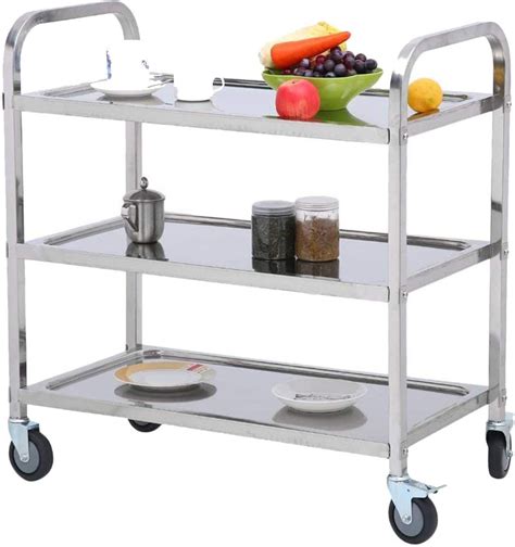 Nisorpa 3 Tier Stainless Steel Utility Cart With Wheels Kitchen Island