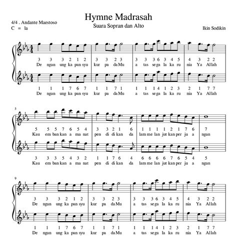 not angka lagu hymne madrasah lagu mars gambaran
