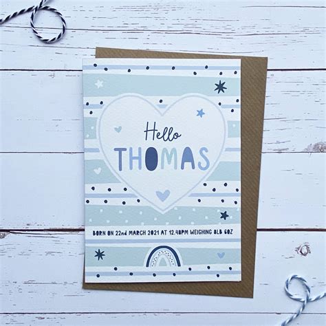 Personalised New Baby Card Boy By Aliroo