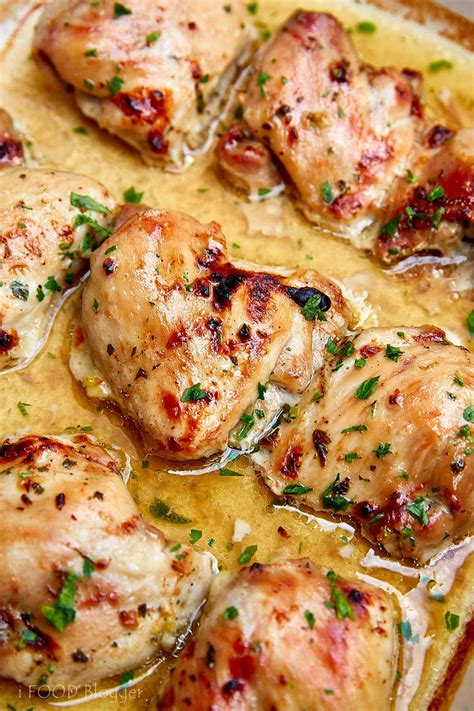 Only takes 10 minutes to cook. Baked chicken thighs, boneless and skinless, seasoned with ...