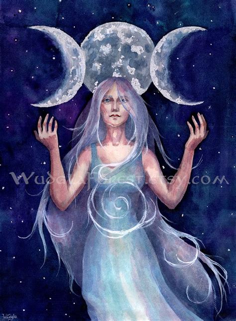 Druid Pagan Art Print Fantasy Creatures Moon Goddess Nature Lovers T