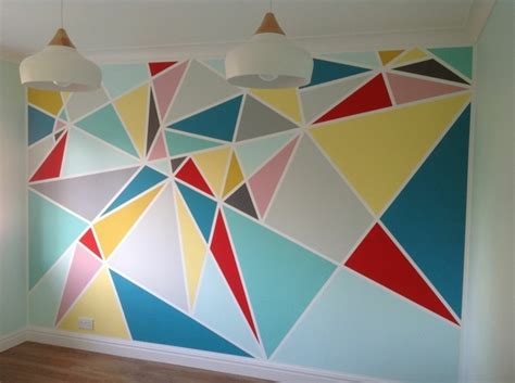 Wall Design With Geometric Shapes And Colorful Colors