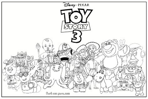 The third film in the toy story series; Toy Story 3 characters kids coloring pages