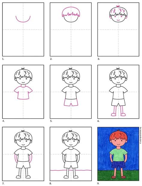 Easy How To Draw A Boy Tutorial Video And Boy Coloring Page