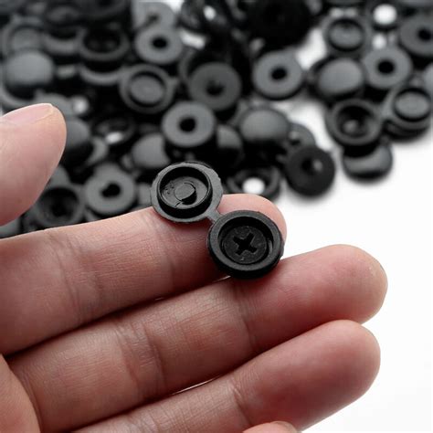 Us100pcs Plastic Hinged Snap Caps Fold Over Screw Cover Caps For Cars