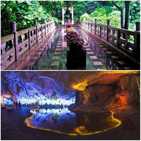 Entrance And Inside The Reed Flute Cave A Landmark And Tourist